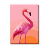 Pink Flamingo Modern Wall Art – Peach Orange Abstract Bird Illustration