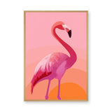 Pink Flamingo Modern Wall Art – Peach Orange Abstract Bird Illustration