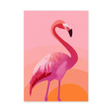 Pink Flamingo Modern Wall Art – Peach Orange Abstract Bird Illustration