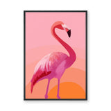 Pink Flamingo Modern Wall Art – Peach Orange Abstract Bird Illustration