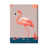 Pink Flamingo Modern Wall Art – Teal Coastal Bird Illustration