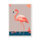 Pink Flamingo Modern Wall Art – Teal Coastal Bird Illustration