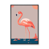 Pink Flamingo Modern Wall Art – Teal Coastal Bird Illustration
