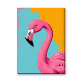 Pink Flamingo Pop Art Wall Art – Bright Aqua Orange Paint Drips