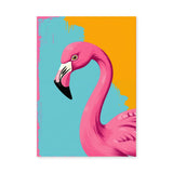 Pink Flamingo Pop Art Wall Art – Bright Aqua Orange Paint Drips