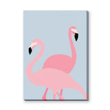 Pink Flamingos Minimalist Wall Art – Pale Blue Animal Print