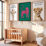 Pink Leopard Pop Art Wall Art – Bright Animal Print on Green