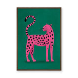 Pink Leopard Pop Art Wall Art – Bright Animal Print on Green