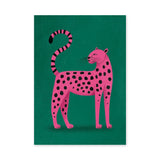 Pink Leopard Pop Art Wall Art – Bright Animal Print on Green