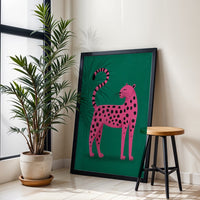 Pink Leopard Pop Art Wall Poster – Vibrant Animal Print Canvas