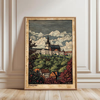 Pissigues Nostalgic Cityscape Illustration Wall Décor Print