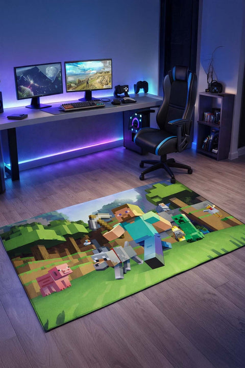 Pixel Gamer Modern Kids Rug in a office