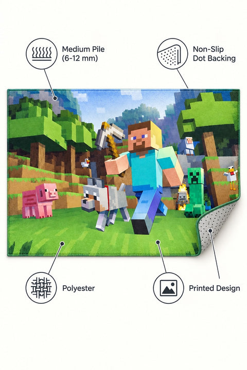 Pixel Gamer Modern Kids Rug – features