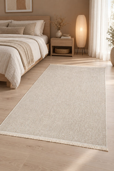 Plain Scandinavian Area Rug in a bedroom