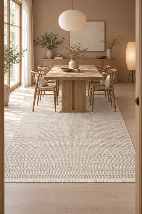 Plain Scandinavian Area Rug in a dining room