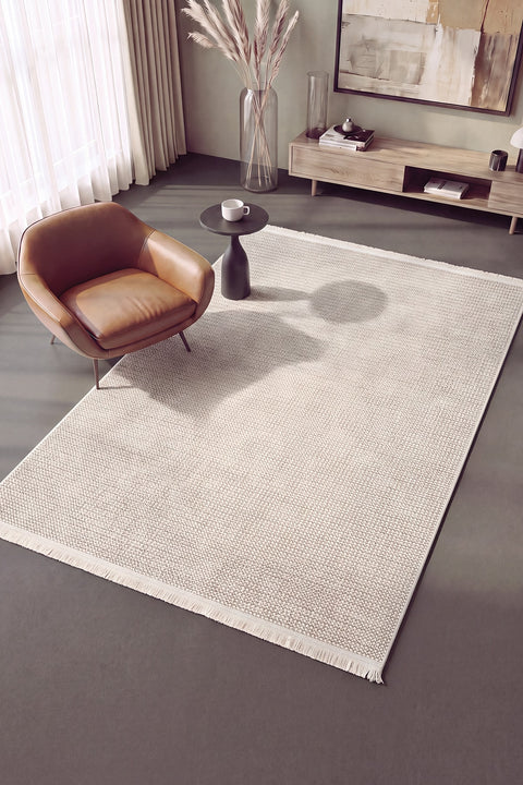 Plain Scandinavian Area Rug in a living room