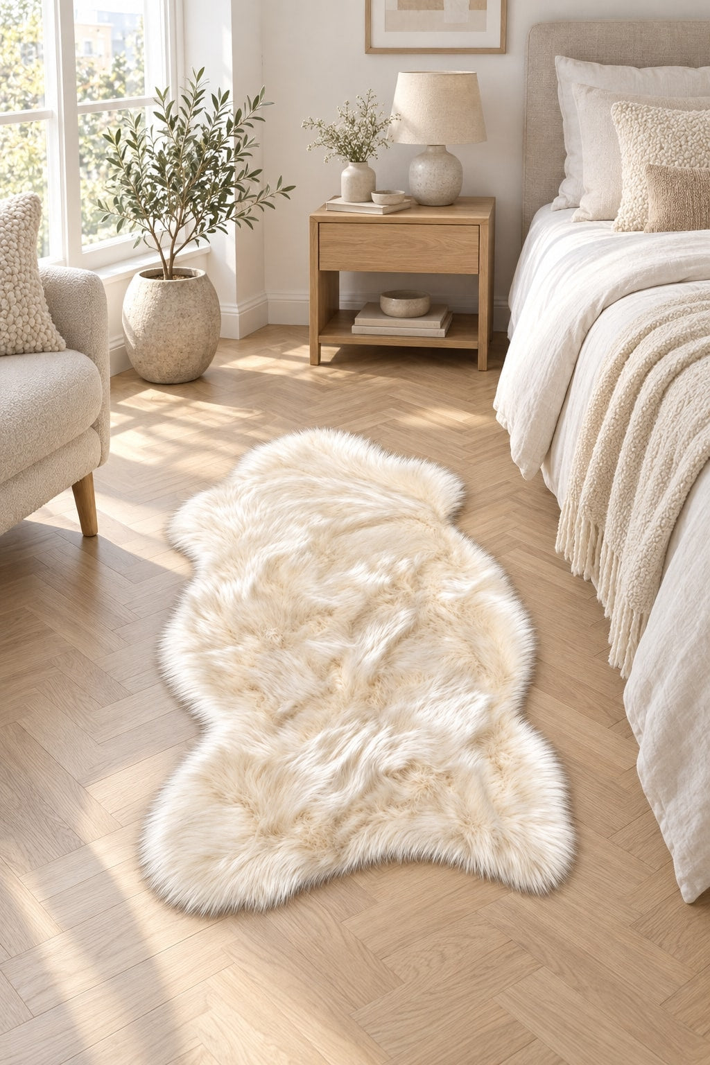 Plush Modern Area Rug in a bedroom