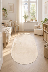 Plush Modern Oval Runner Rug in a nursery