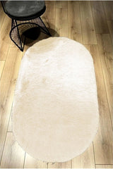 Plush Modern Oval Runner Rug in a living space