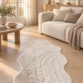Plush Shag Kids Oval Rug – Beige in a living room