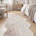 Plush Shag Kids Oval Rug – Beige in a bedroom