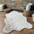 Plush Shag Kids Oval Rug – Beige in a living room