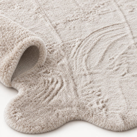 Plush Shag Kids Oval Rug – Beige – texture close-up