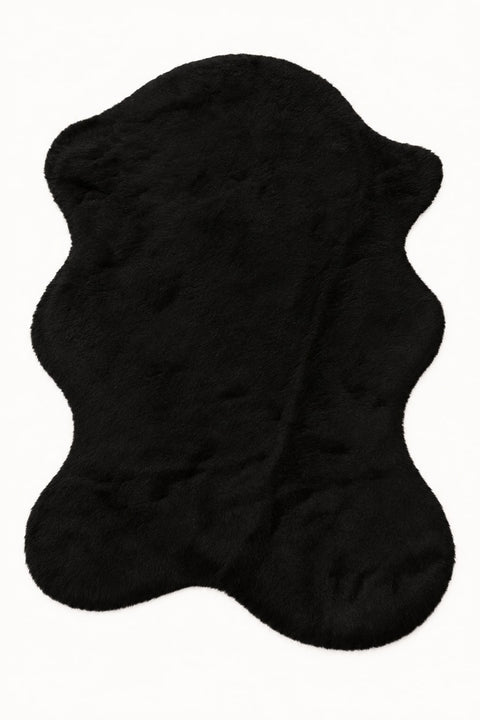 Plush Shag Kids Oval Rug – Black