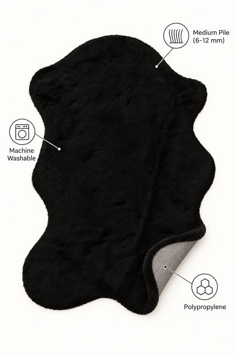 Plush Shag Kids Oval Rug – Black – features