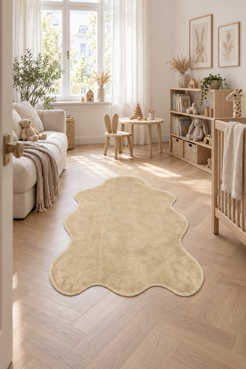 Plush Shag Kids Oval Rug – Cappuccino in a nursery