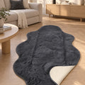Plush Shag Kids Oval Rug – Charcoal in a living room