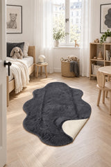 Plush Shag Kids Oval Rug – Charcoal in a nursery