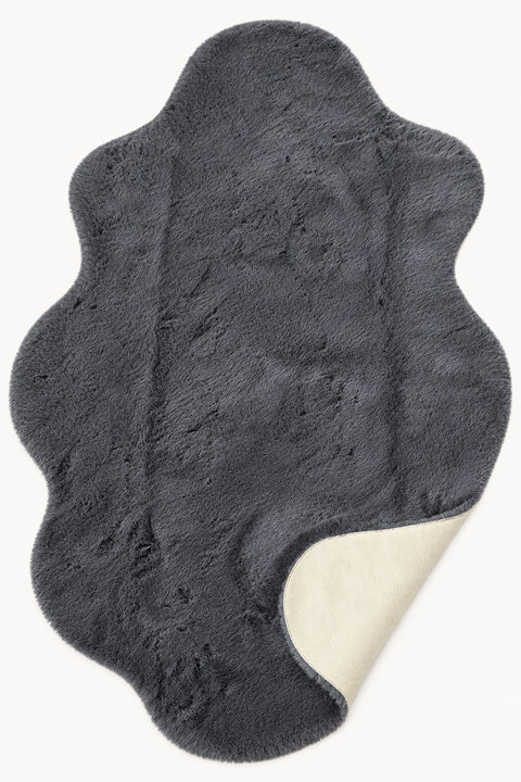 Plush Shag Kids Oval Rug – Charcoal