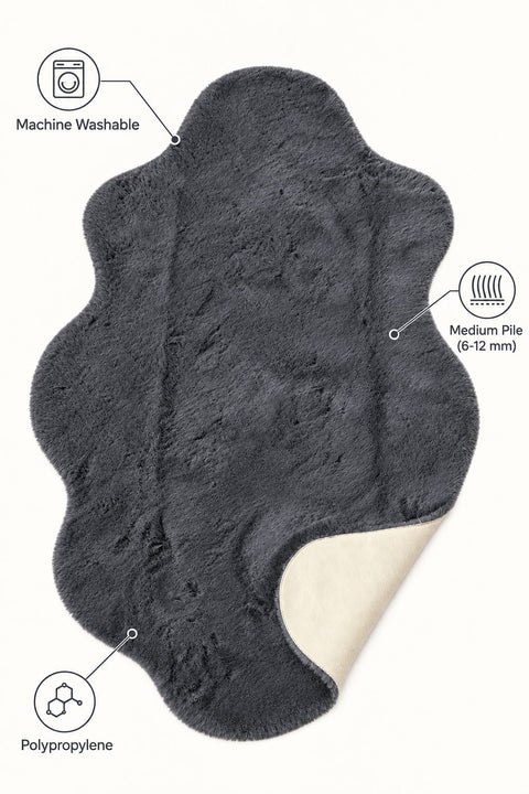 Plush Shag Kids Oval Rug – Charcoal – features