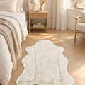 Plush Shag Kids Oval Rug – Cream in a bedroom