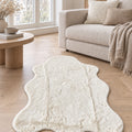 Plush Shag Kids Oval Rug – Cream in a living room