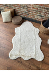 Plush Shag Kids Oval Rug – Cream in a living room