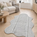 Plush Shag Kids Oval Rug – Gray in a living room