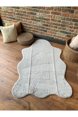 Plush Shag Kids Oval Rug – Gray in a living room