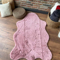 Plush Shag Kids Oval Rug – Pink in a living room
