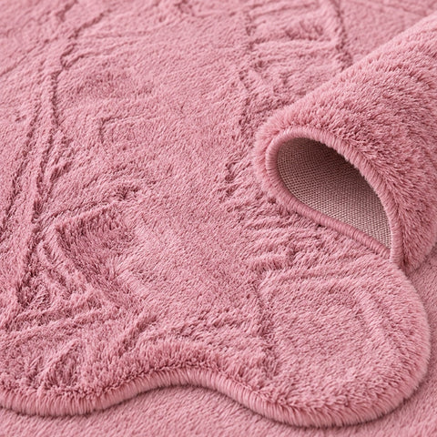 Plush Shag Kids Oval Rug – Pink – texture close-up