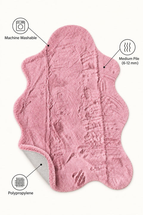 Plush Shag Kids Oval Rug – Pink – features