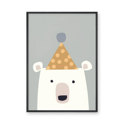Polar Bear Kids Wall Art – Cute Minimalist Nursery Party Bear