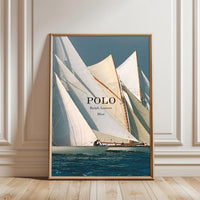 Polo Ralph Lauren Blue Sailboats Wall Poster, Aesthetic Ocean Wall Décor