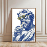 Pop Art Statue with Sunglasses Wall Poster – Sleek Colorful Poster