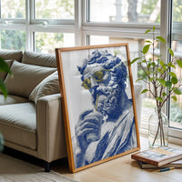 Pop Art Statue with Sunglasses Wall Poster – Sleek Colorful Poster