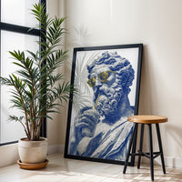 Pop Art Statue with Sunglasses Wall Poster – Sleek Colorful Poster