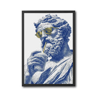 Pop Art Statue with Sunglasses Wall Poster – Sleek Colorful Poster
