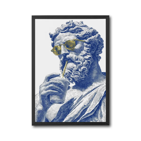 Pop Art Statue with Sunglasses Wall Poster – Sleek Colorful Poster