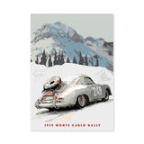 Porsche 356 Vintage Wall Art – 1959 Monte Carlo Rally in Snowy Mountains